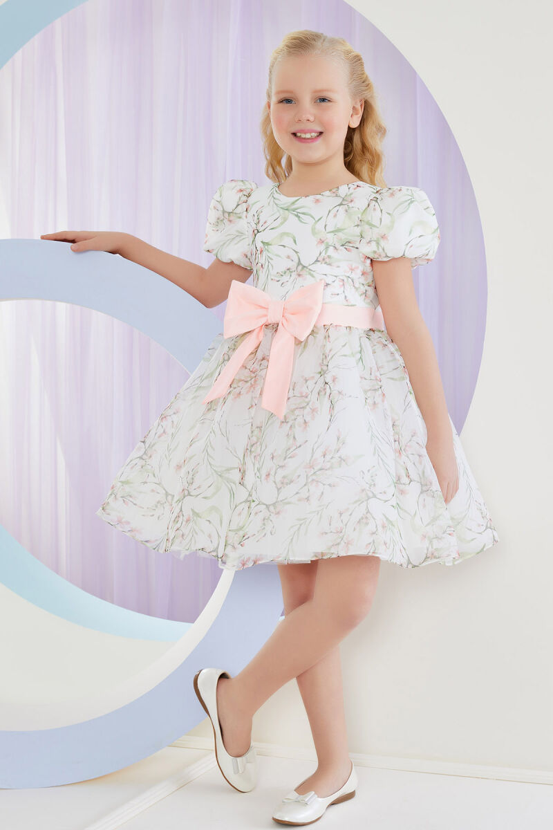Ecru Balloon Sleeve Organze Dress 8-12 AGE 323404CA - 2