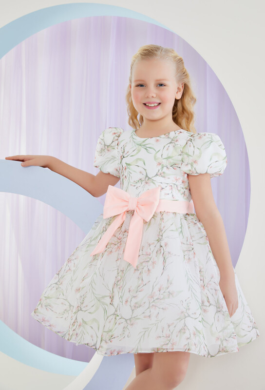 Ecru Balloon Sleeve Organze Dress 8-12 AGE 323404CA - 3