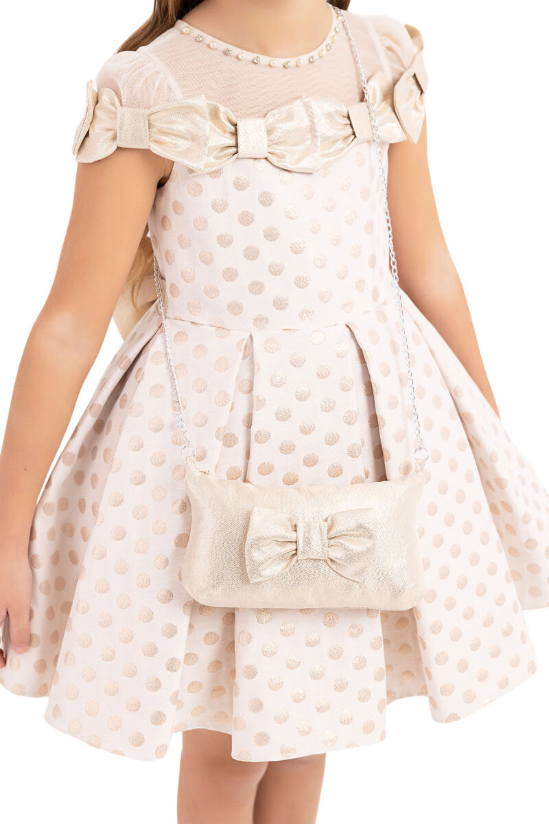 Beige Spotted dress for girls 4-8 AGE 33175PR - 7