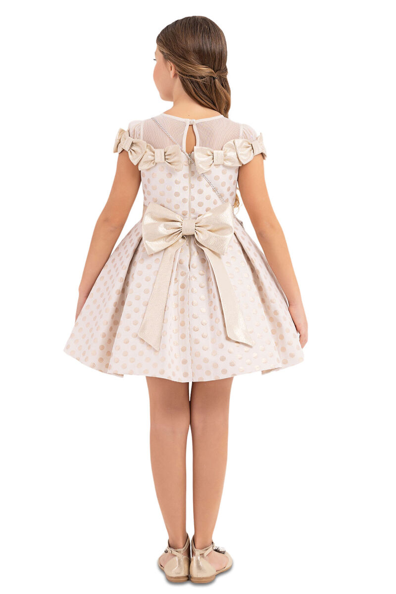 Beige Spotted dress for girls 4-8 AGE 33175PR - 11
