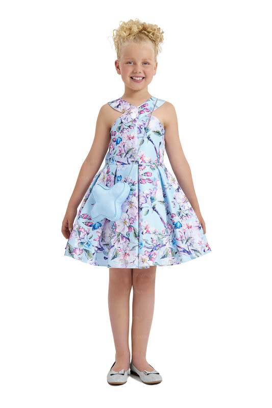 Blue Cross-Collar Dress 8-12 AGE 33105PR 