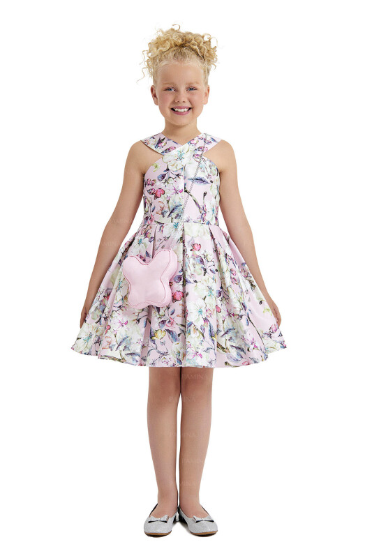 Powder Cross-Collar Dress 8-12 AGE 33105PR 