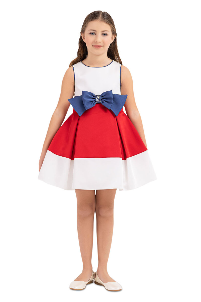Red Sleeveless dress for girls 4-8 AGE 33172PR - 1