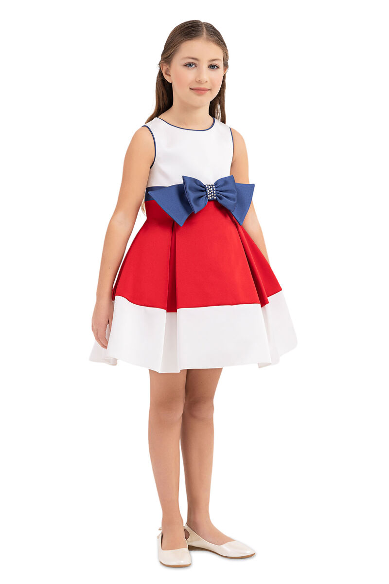 Red Sleeveless dress for girls 4-8 AGE 33172PR - 2