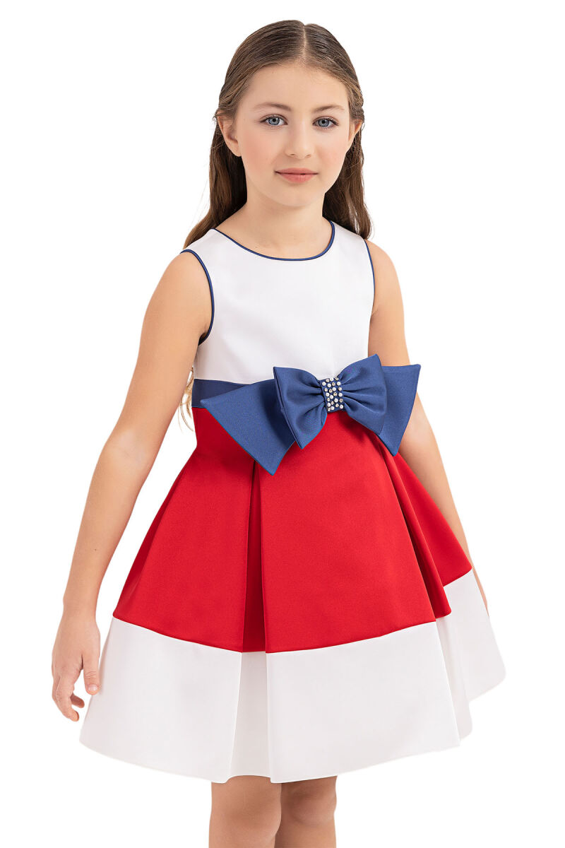 Red Sleeveless dress for girls 4-8 AGE 33172PR - 3