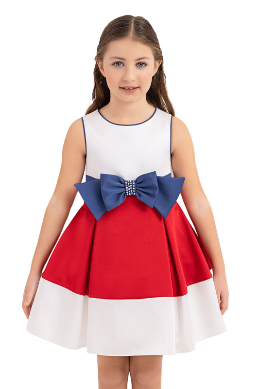 Red Sleeveless dress for girls 4-8 AGE 33172PR - 4