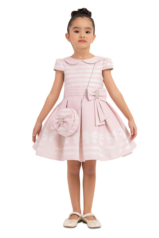 Powder Baby-collar Dress for Girls 2-6 AGE 33256PR 