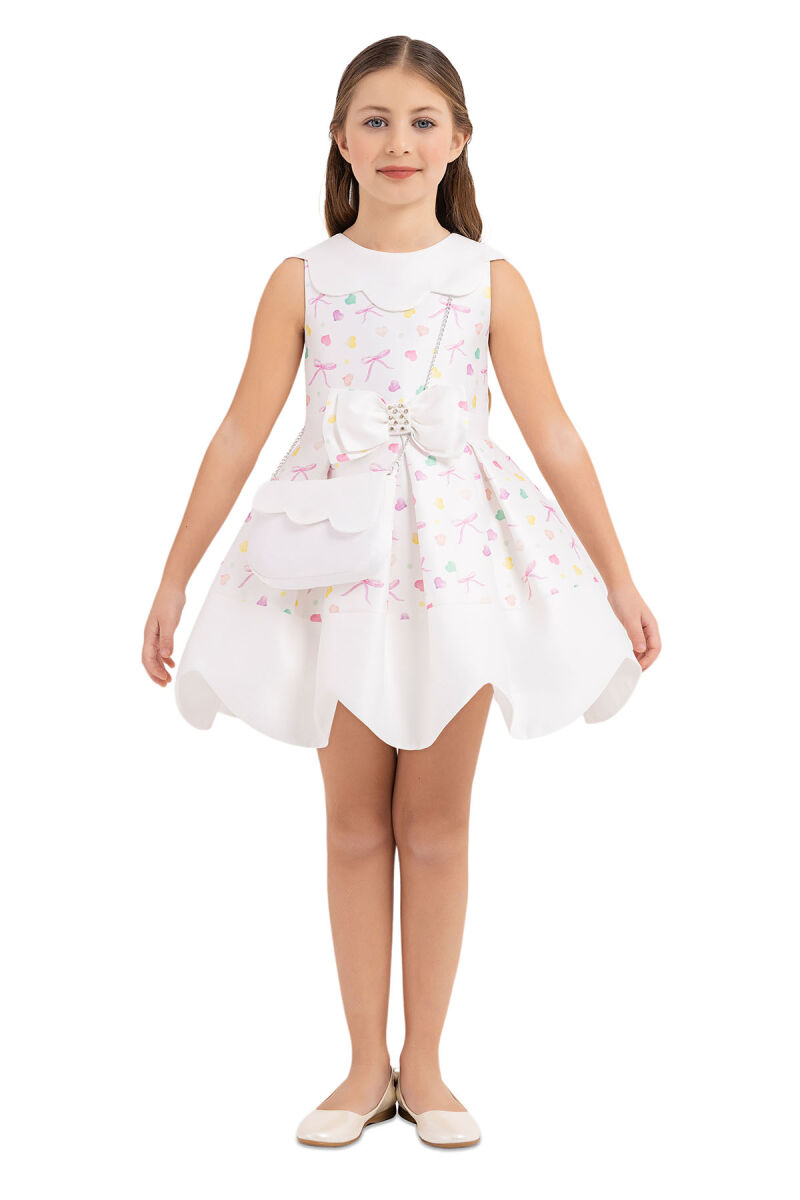 Pink Scallop Collar Dress for Girls 4-8 AGE 33204PR - 1