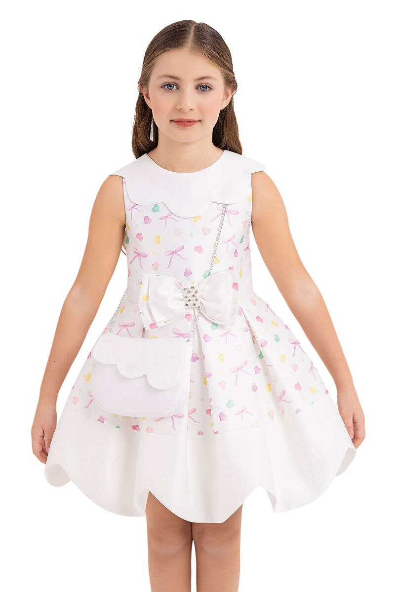 Pink Scallop Collar Dress for Girls 4-8 AGE 33204PR - 4
