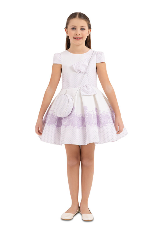 Lilac Moon-sleeved Dress for Girls 4-8 AGE 33263PR 