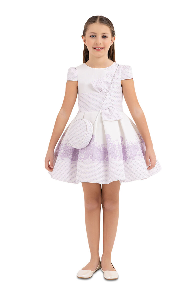 Lilac Moon-sleeved Dress for Girls 4-8 AGE 33263PR - 1
