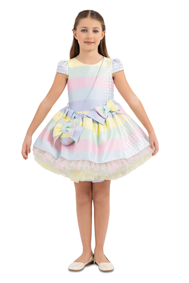 Pink Patterned Dress for Girls 4-8 AGE 33286PR - 1