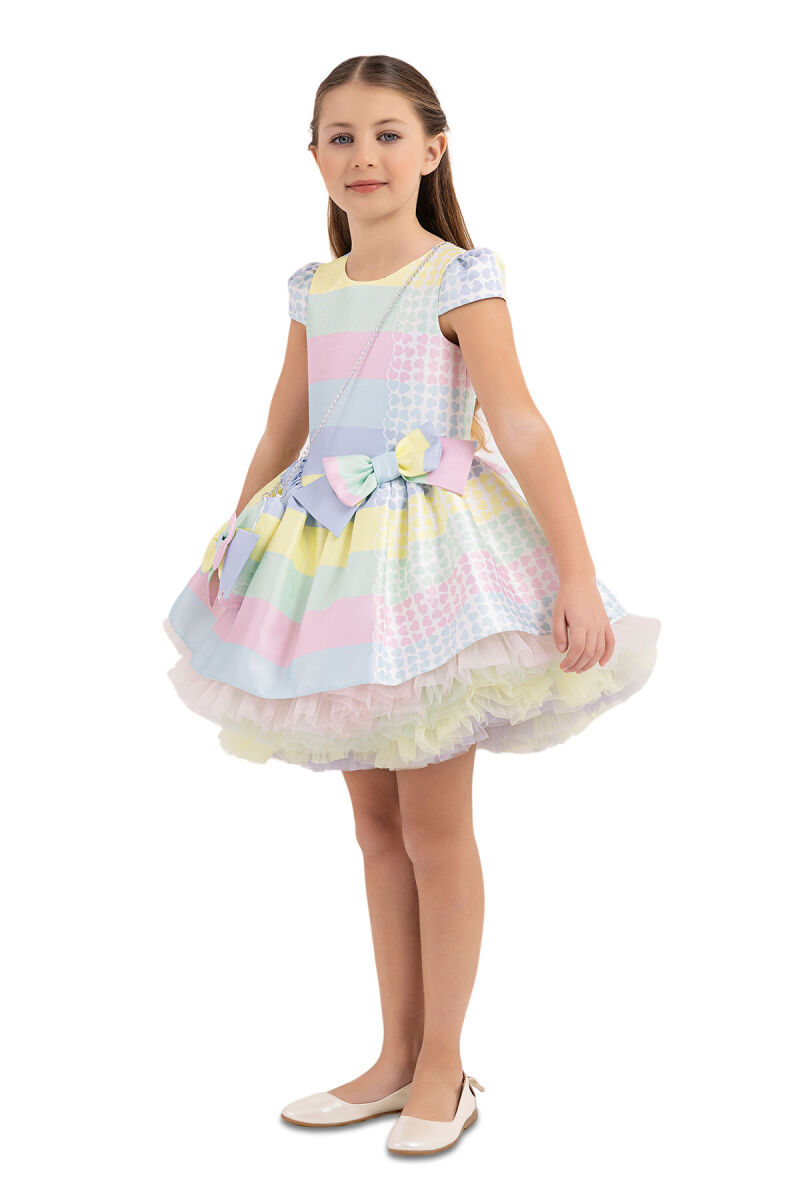 Pink Patterned Dress for Girls 4-8 AGE 33286PR - 2