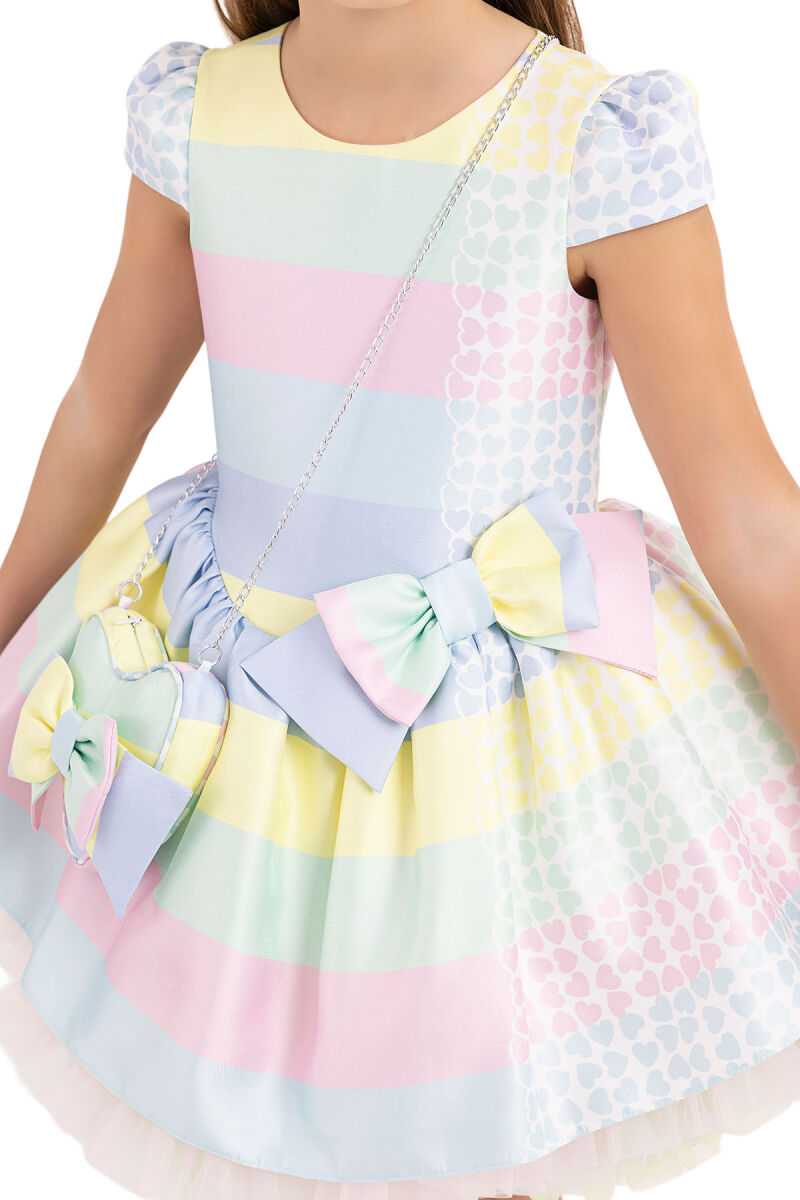 Pink Patterned Dress for Girls 4-8 AGE 33286PR - 4