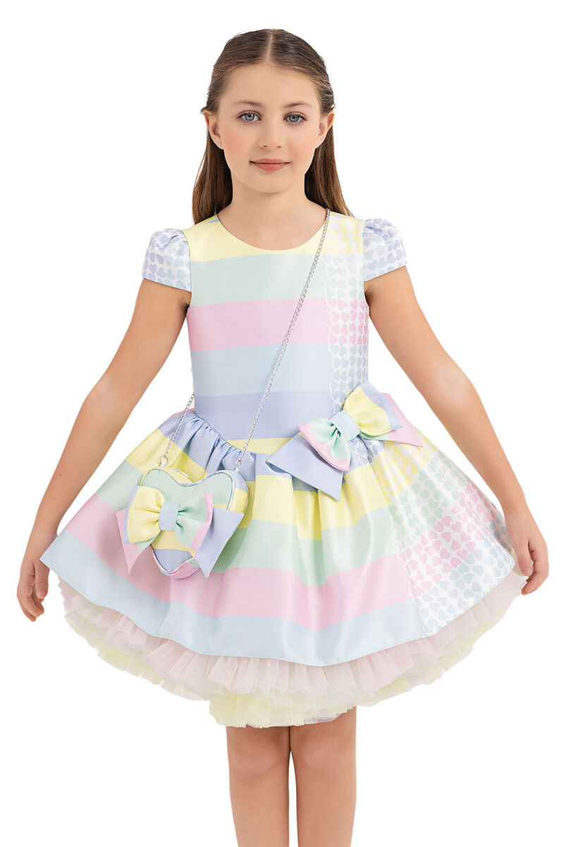 Pink Patterned Dress for Girls 4-8 AGE 33286PR - 5