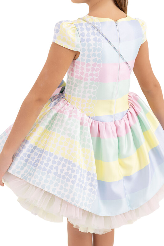Pink Patterned Dress for Girls 4-8 AGE 33286PR - 6