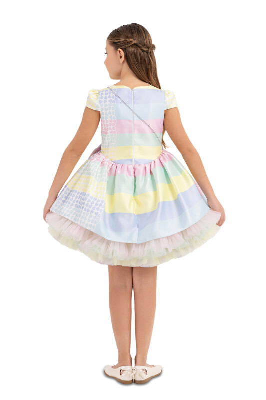 Pink Patterned Dress for Girls 4-8 AGE 33286PR - 7