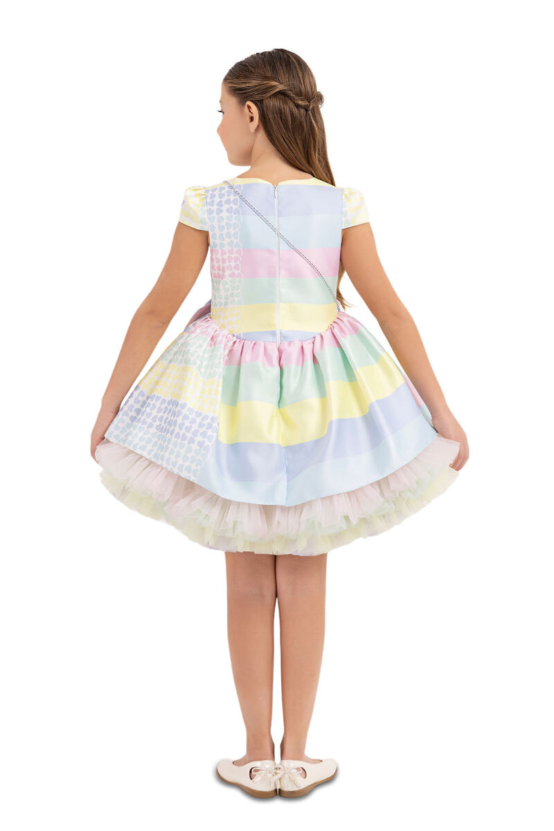 Pink Patterned Dress for Girls 4-8 AGE 33286PR - 7