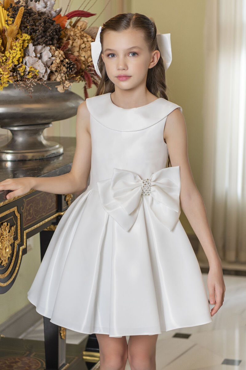 Ecru Sleeveless Cutting Dress for Girls 8-12 AGE 33100PR - 1