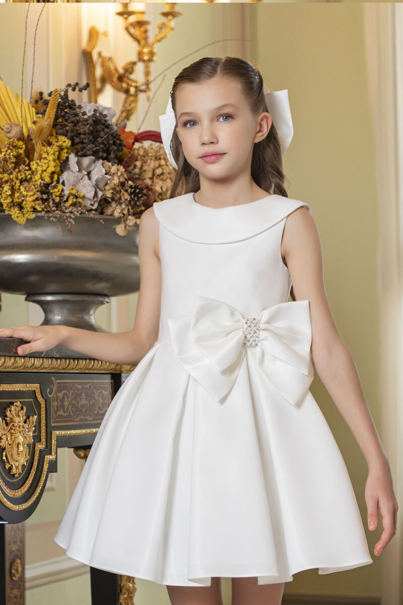Ecru Sleeveless Cutting Dress for Girls 8-12 AGE 33100PR - 2