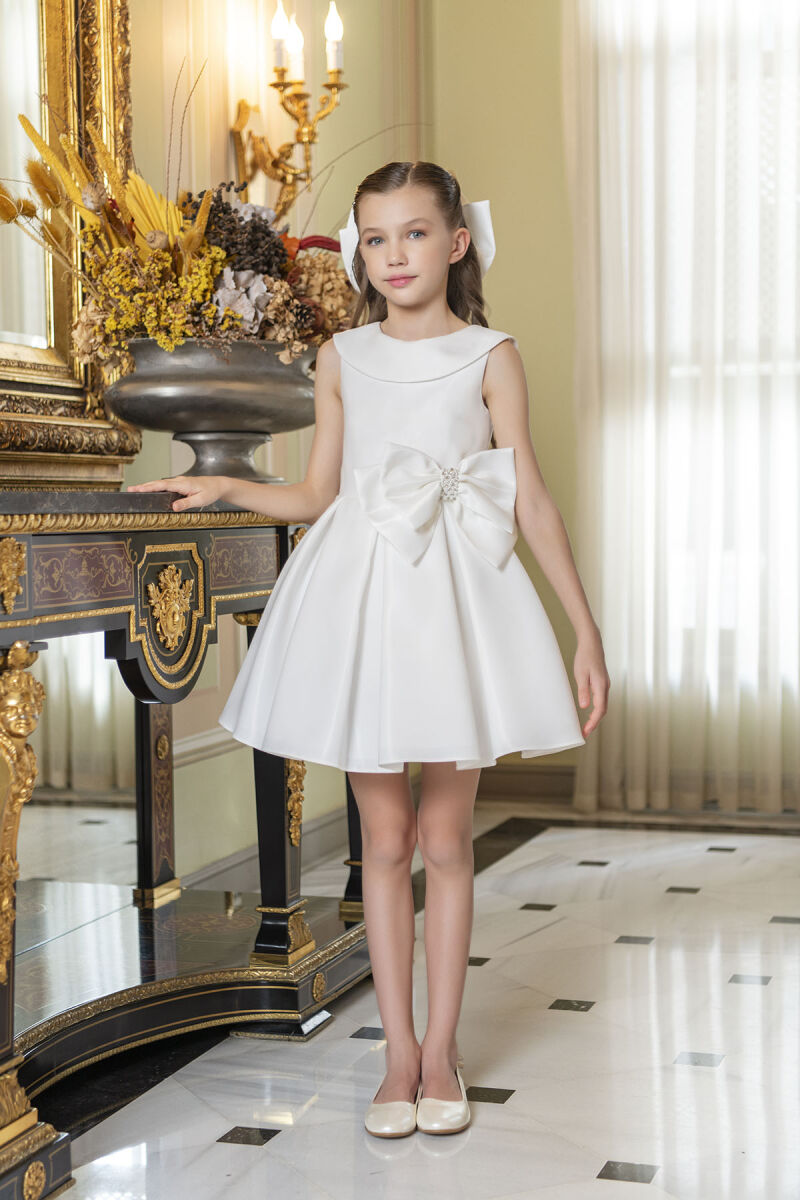 Ecru Sleeveless Cutting Dress for Girls 8-12 AGE 33100PR - 3