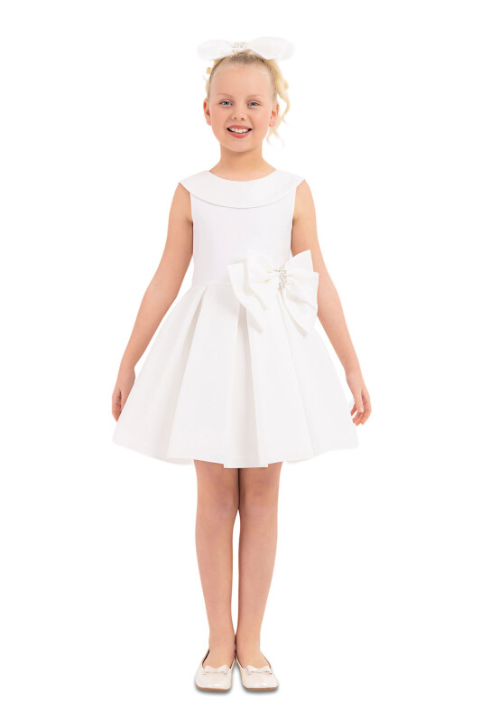 Ecru Sleeveless Cutting Dress for Girls 8-12 AGE 33100PR - 5