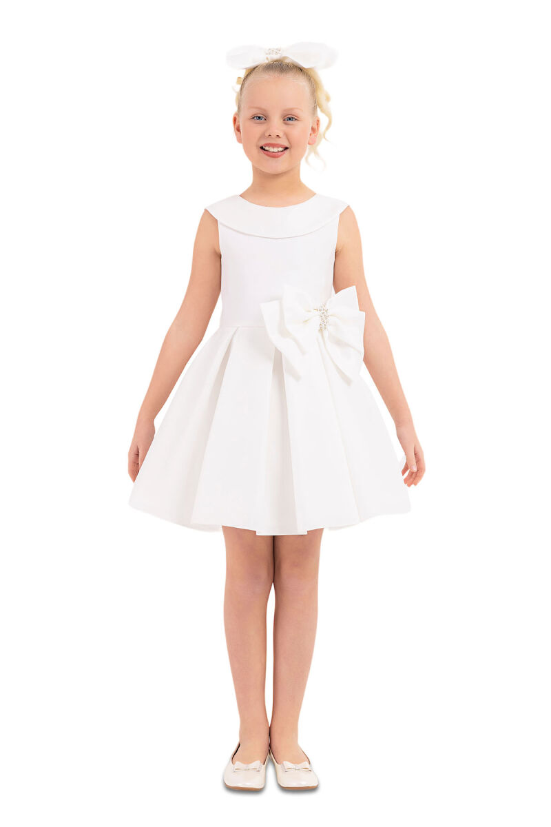 Ecru Sleeveless Cutting Dress for Girls 8-12 AGE 33100PR - 5