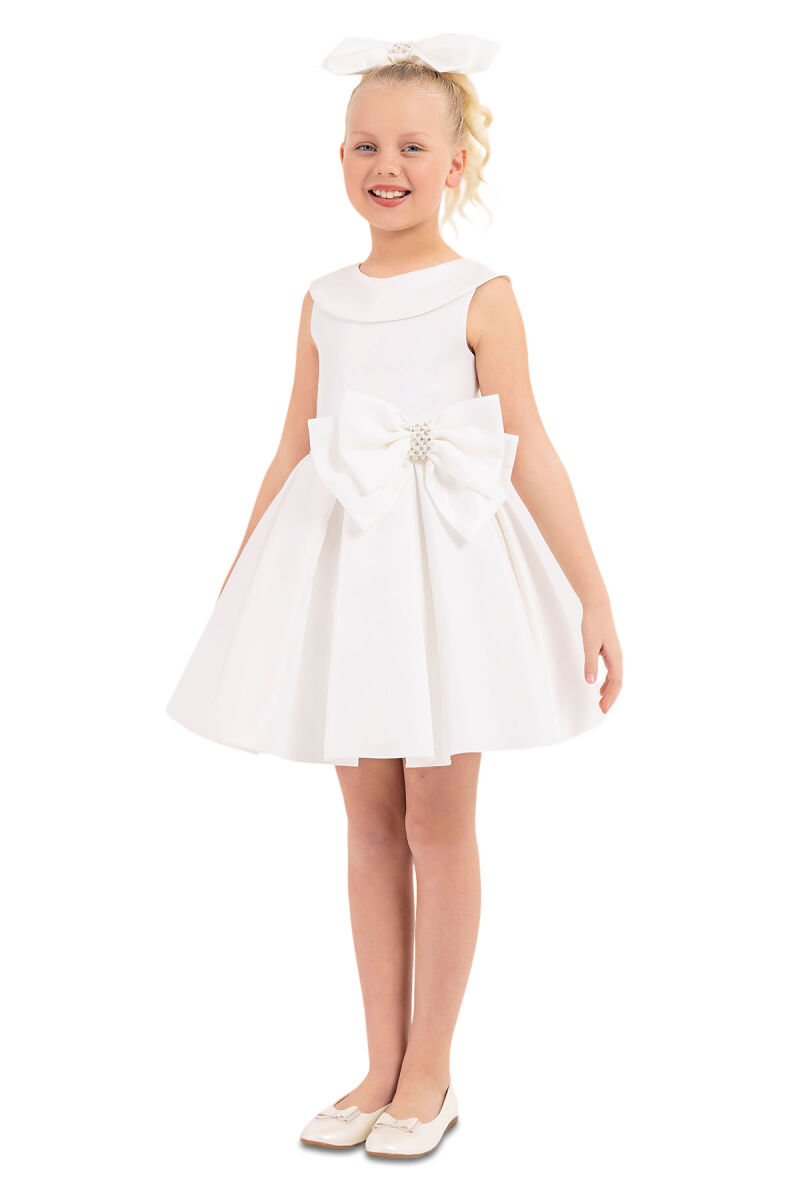 Ecru Sleeveless Cutting Dress for Girls 8-12 AGE 33100PR - 6