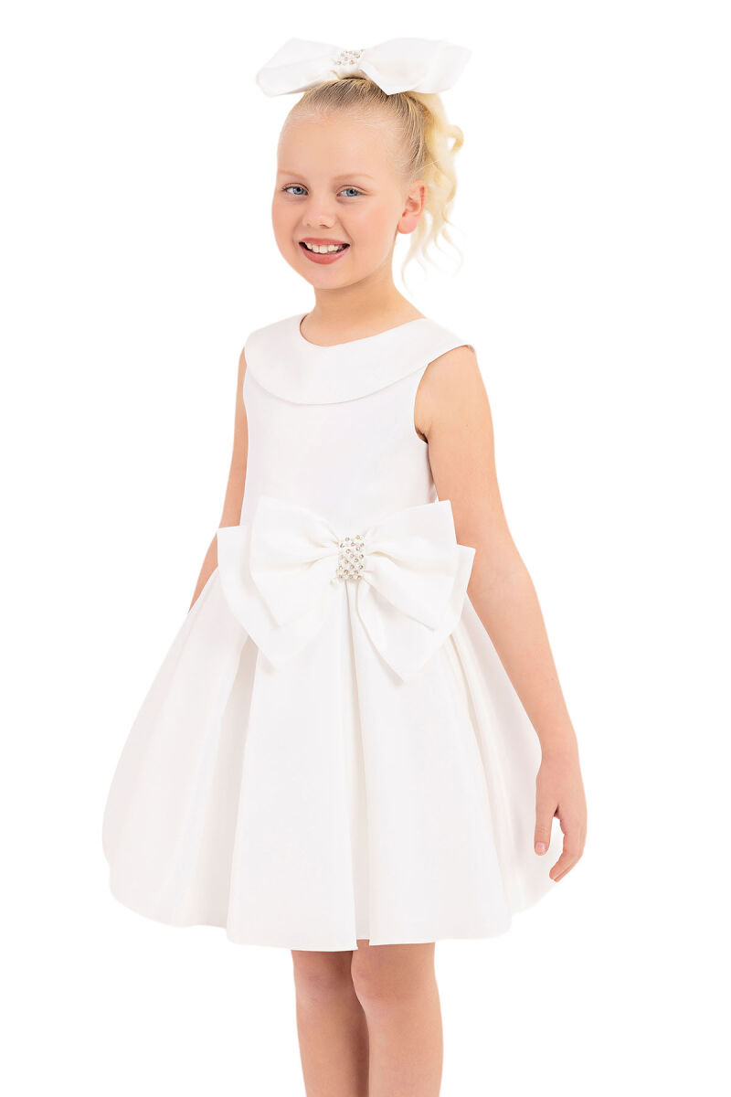 Ecru Sleeveless Cutting Dress for Girls 8-12 AGE 33100PR - 7