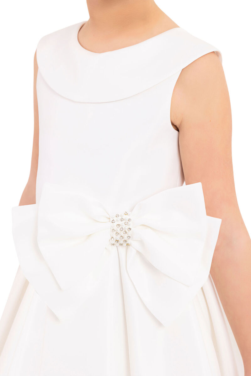 Ecru Sleeveless Cutting Dress for Girls 8-12 AGE 33100PR - 8