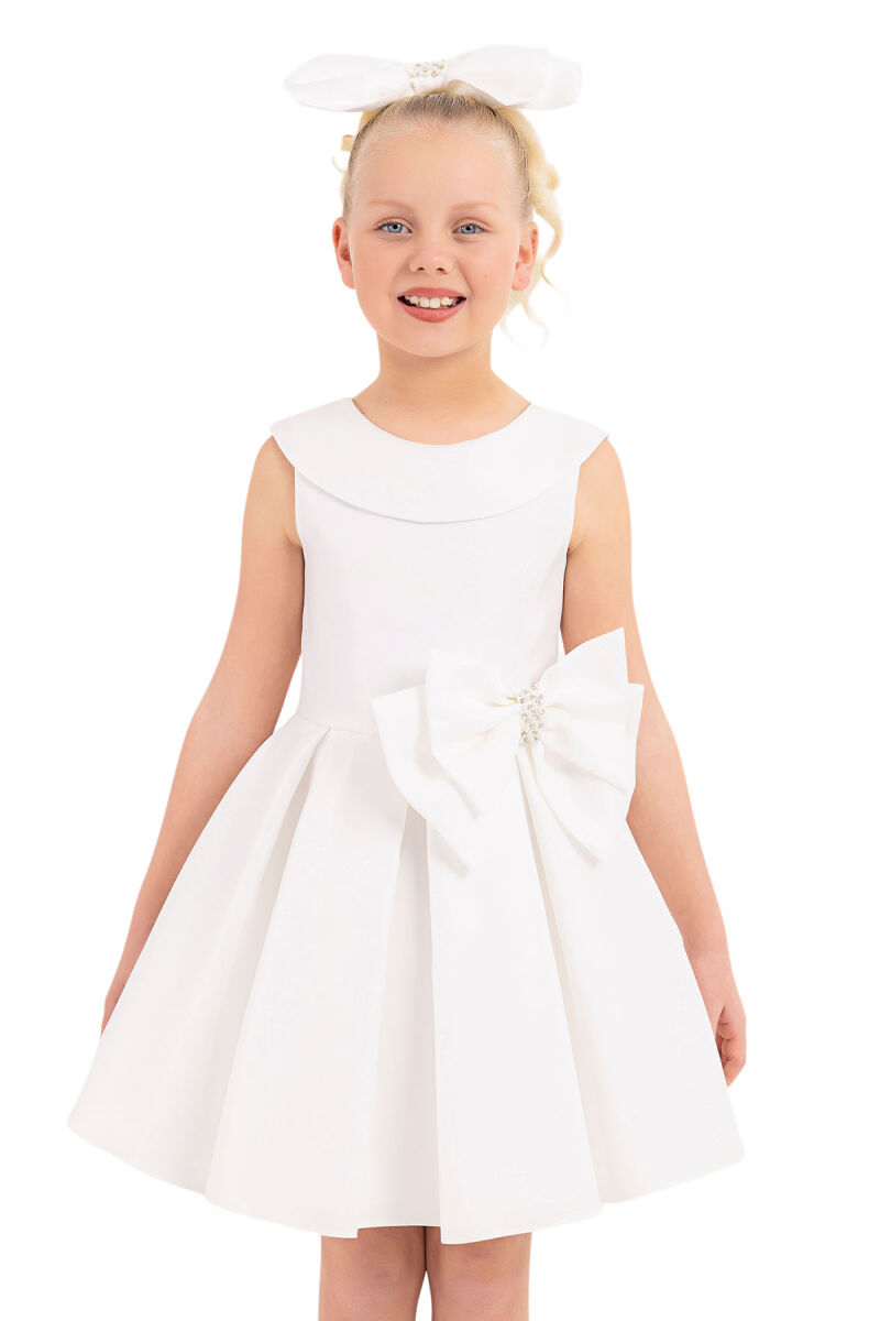 Ecru Sleeveless Cutting Dress for Girls 8-12 AGE 33100PR - 9