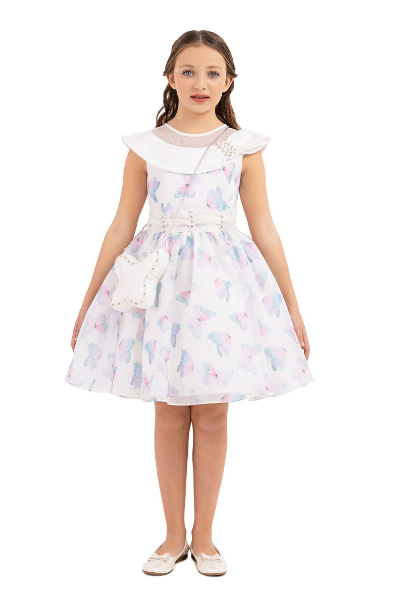 Blue Scarf collar dress for girls 10-14 AGE 33282PR - 2