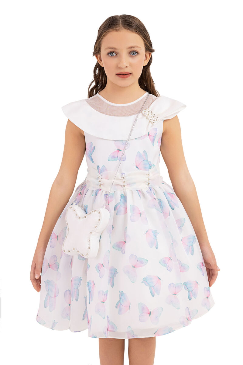 Blue Scarf collar dress for girls 10-14 AGE 33282PR - 5