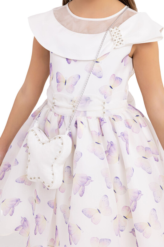 Lilac Scarf collar dress for girls 10-14 AGE 33282PR - 4