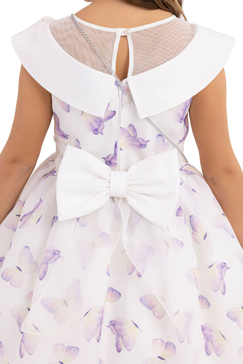 Lilac Scarf collar dress for girls 10-14 AGE 33282PR - 6