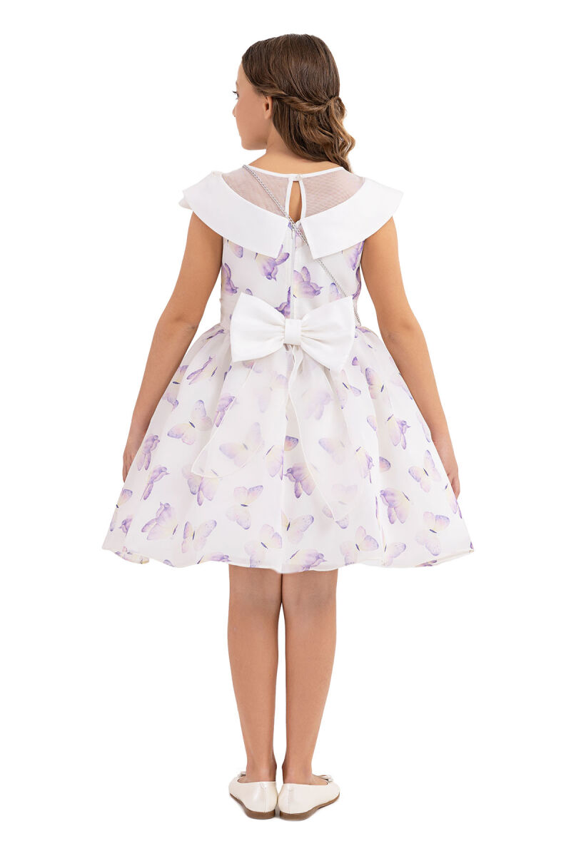 Lilac Scarf collar dress for girls 10-14 AGE 33282PR - 7