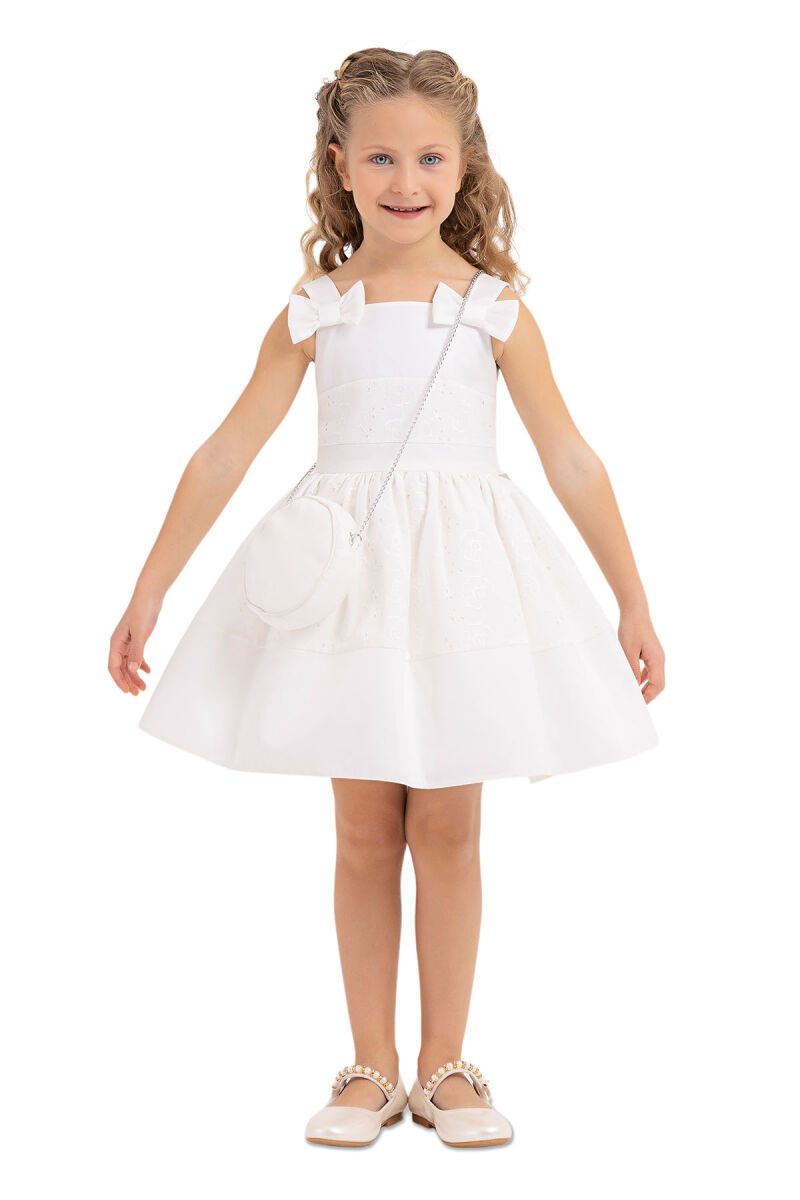 Ecru Strappy dress for girls 2-6 AGE 33314PR - 1