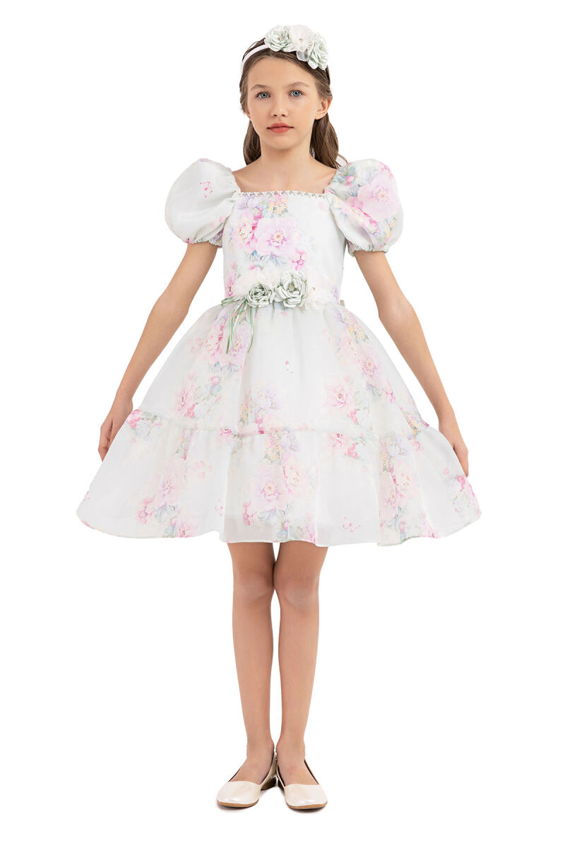 Mint Balloon-sleeved dress for girls 8-12 AGE 33292PR - 1