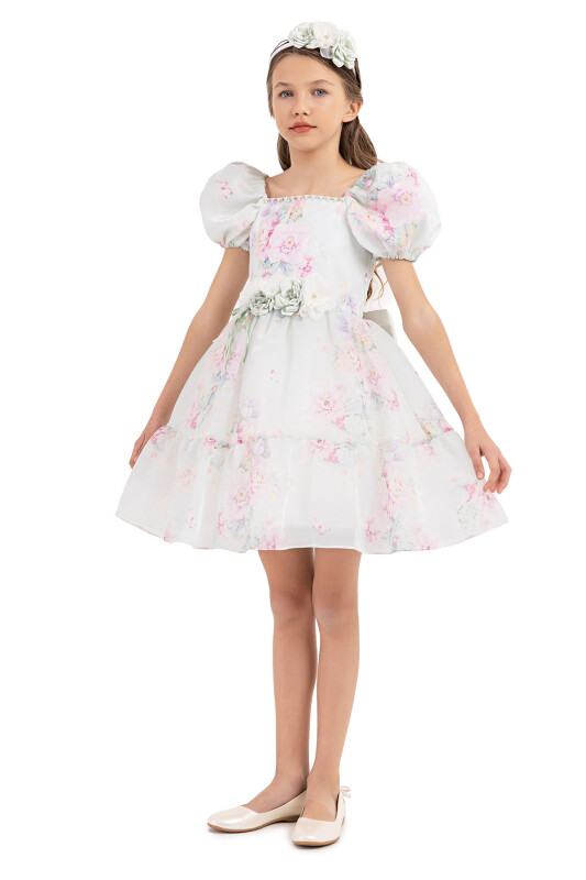 Mint Balloon-sleeved dress for girls 8-12 AGE 33292PR - 2