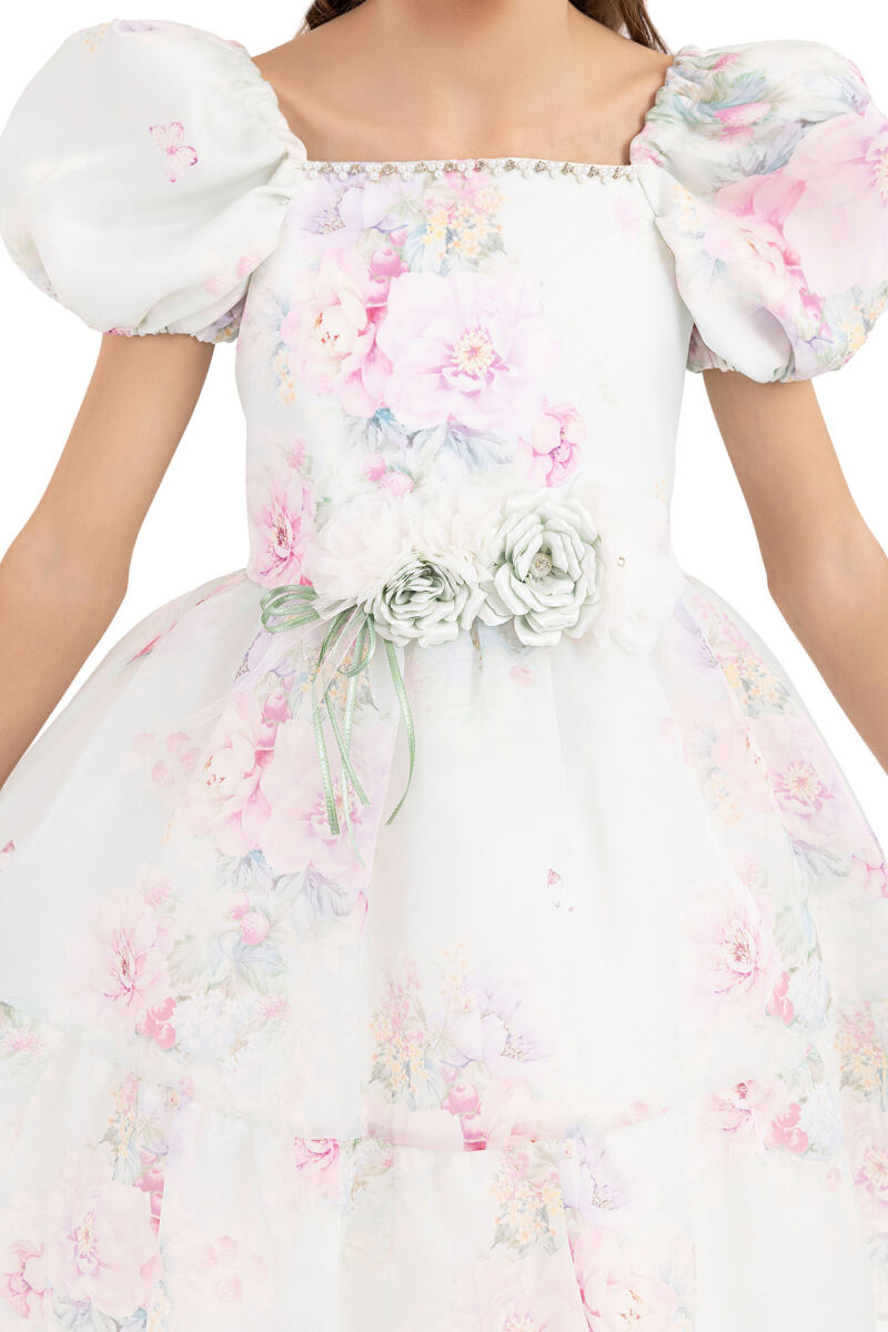 Mint Balloon-sleeved dress for girls 8-12 AGE 33292PR - 4