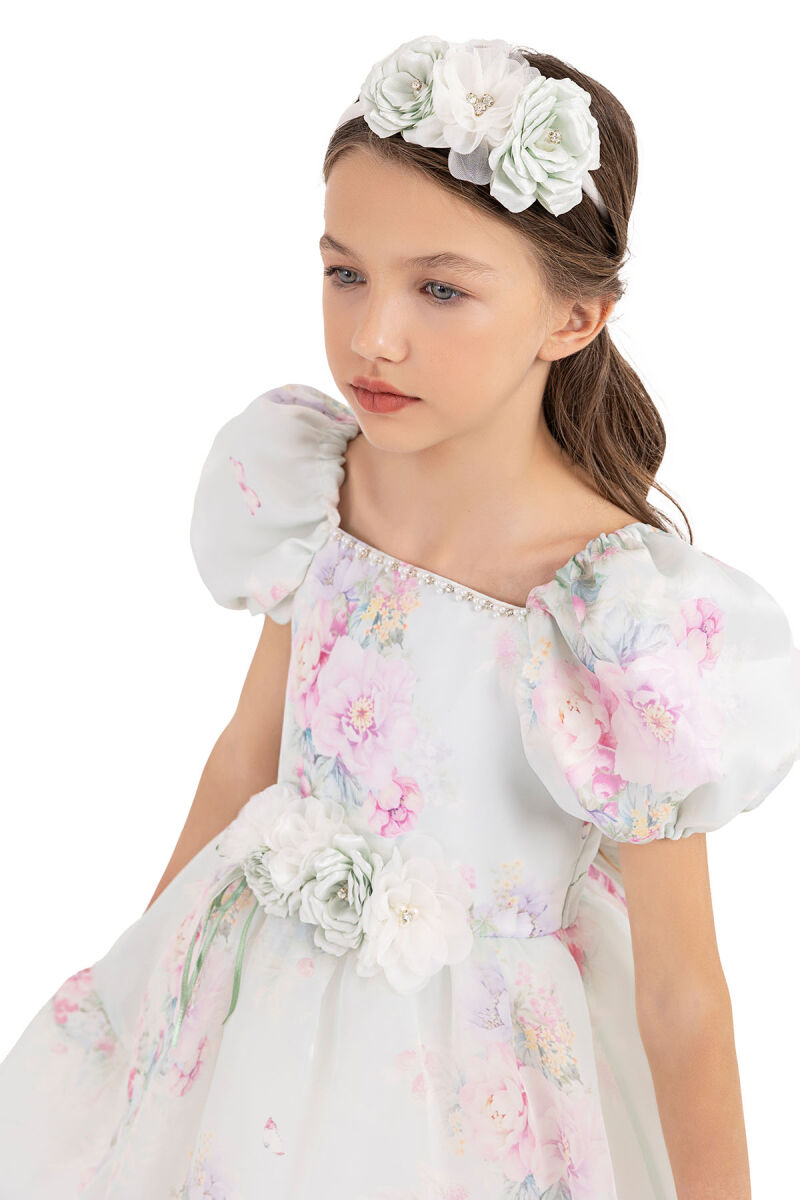Mint Balloon-sleeved dress for girls 8-12 AGE 33292PR - 5