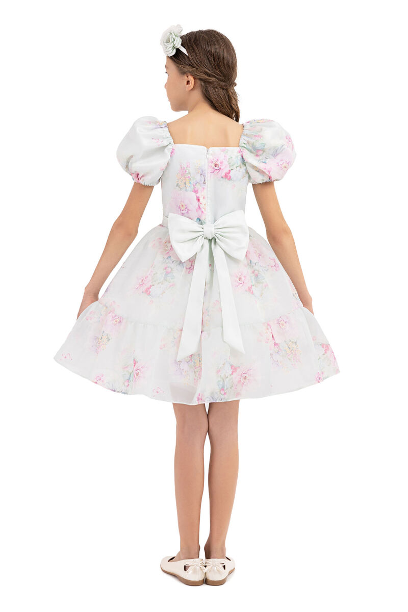 Mint Balloon-sleeved dress for girls 8-12 AGE 33292PR - 7