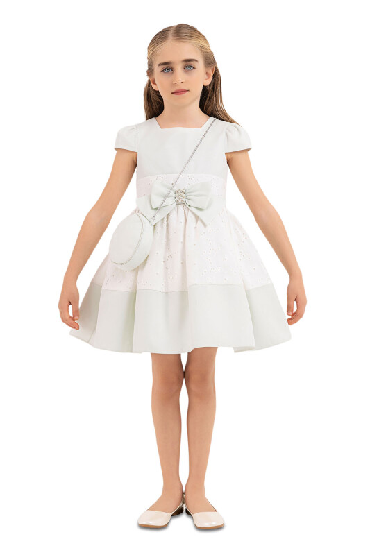 Mint Square Neck Dress for Girls 4-8 AGE 33315PR 