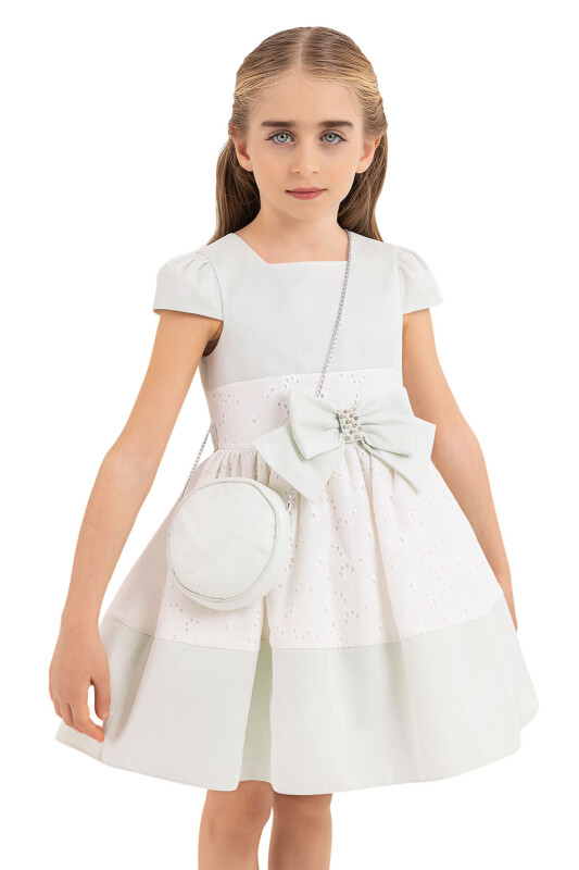 Mint Square Neck Dress for Girls 4-8 AGE 33315PR - 3