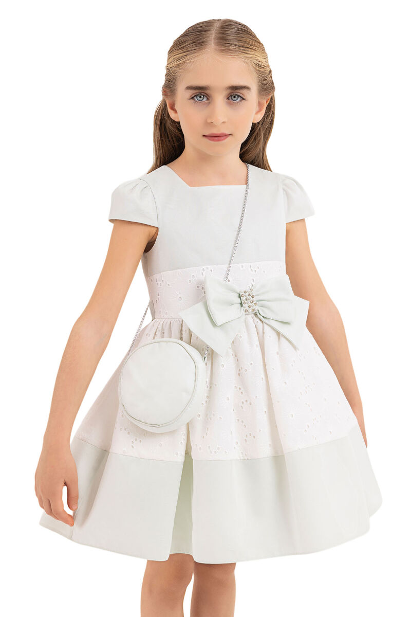 Mint Square Neck Dress for Girls 4-8 AGE 33315PR - 3