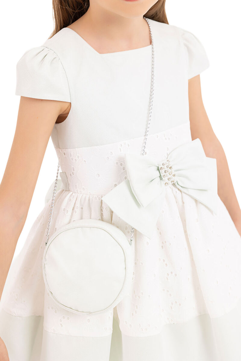 Mint Square Neck Dress for Girls 4-8 AGE 33315PR - 4
