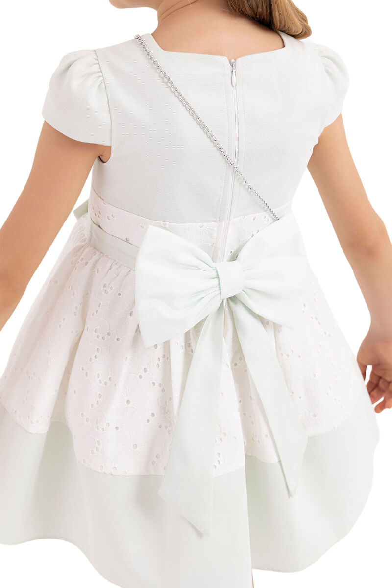 Mint Square Neck Dress for Girls 4-8 AGE 33315PR - 6