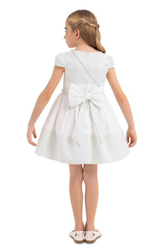 Mint Square Neck Dress for Girls 4-8 AGE 33315PR - 7