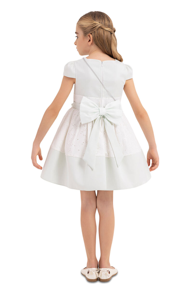 Mint Square Neck Dress for Girls 4-8 AGE 33315PR - 7