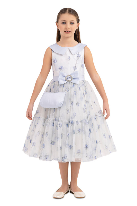 Blue Flowery dress for girls 8-12 AGE 33309PR 